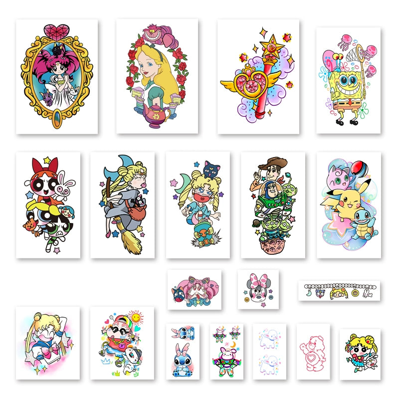 Metz Pretty Girl Cartoon Ins Style Flower Arm Long Lasting Waterproof Tattoo Sticker Cat Thigh Sexy Cute Tattoo Stickers