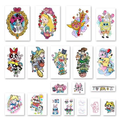 Metz Pretty Girl Cartoon Ins Style Flower Arm Long Lasting Waterproof Tattoo Sticker Cat Thigh Sexy Cute Tattoo Stickers