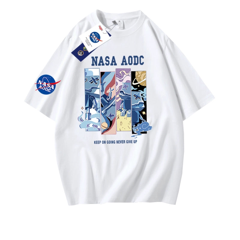 NASA American Pure Cotton Men and Women Half Sleeve Base T-Shirt