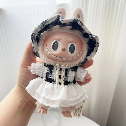 17cm Labubu Doll with Cute Clothes & Headgear | Cosplay Plush Cartoon Decor | Perfect Birthday Gift | tonyfinger store