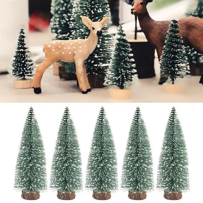 10pcs 15cm snow-covered mini christmas tree ornaments