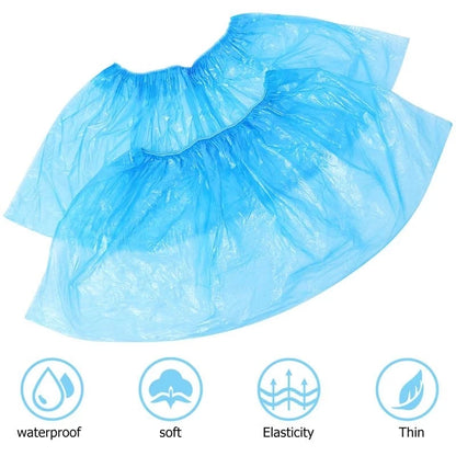 100pcs Waterproof Disposable Shoe Covers - Plastic Cleaning Overshoes