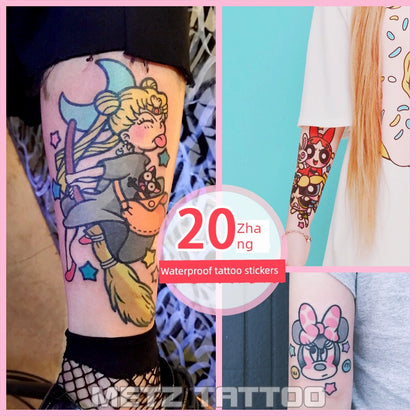 Metz Pretty Girl Cartoon Ins Style Flower Arm Long Lasting Waterproof Tattoo Sticker Cat Thigh Sexy Cute Tattoo Stickers