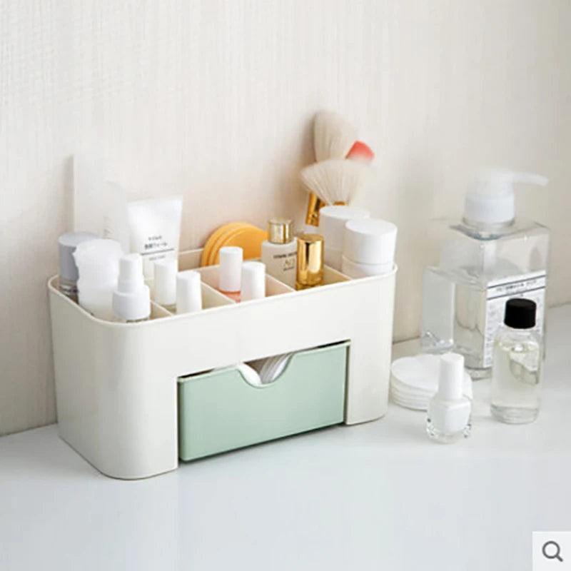 Double Layer Plastic Makeup Organizer - Cosmetic Drawers & Jewelry Display Box