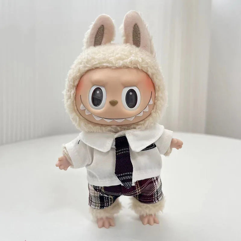 17cm Labubu Doll with Cute Clothes & Headgear | Cosplay Plush Cartoon Decor | Perfect Birthday Gift | tonyfinger store