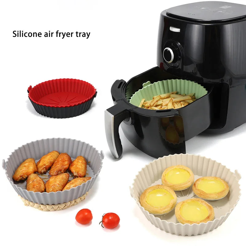 Silicone Air Fryer Baking Tray Reusable silicone baking basket Grill Pan food-grade safe non-stick fryers ovens microwave oven