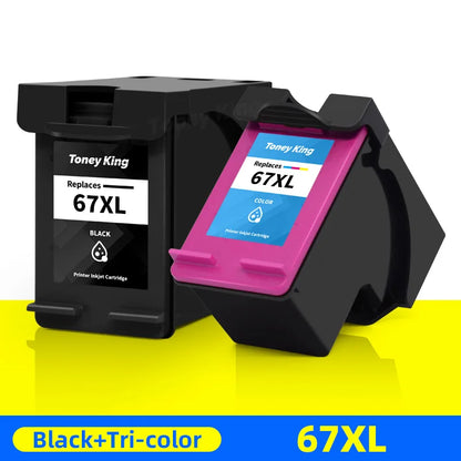 67XL Ink Cartridge for HP ENVY & Deskjet Printers | Black & Tri-Color | Compatible with HP 6052, 6055, 6455, 2755 | tonyfinger store