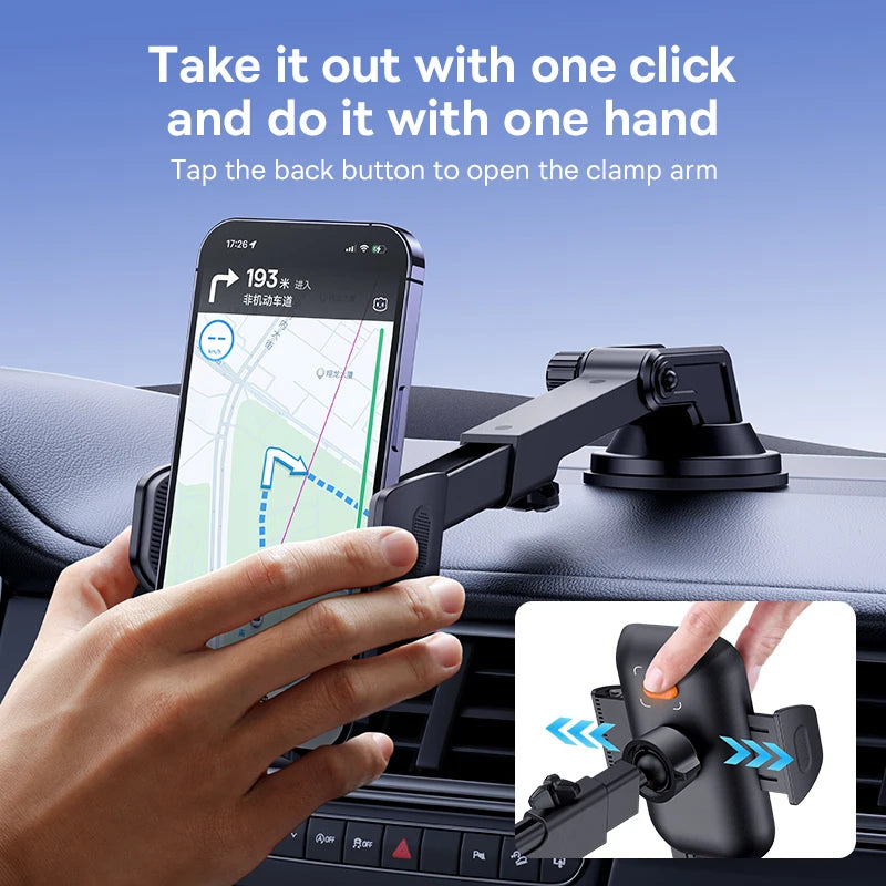 Baseus Car Phone Holder for Dashboard & Windshield - Universal Clamp for iPhone, Xiaomi, Samsung