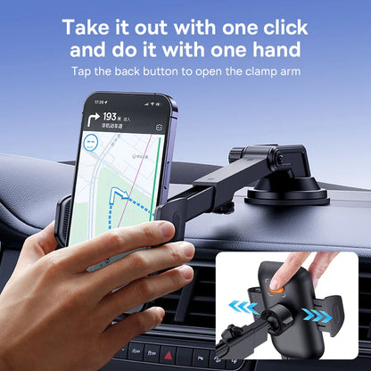 Baseus Car Phone Holder for Dashboard & Windshield - Universal Clamp for iPhone, Xiaomi, Samsung