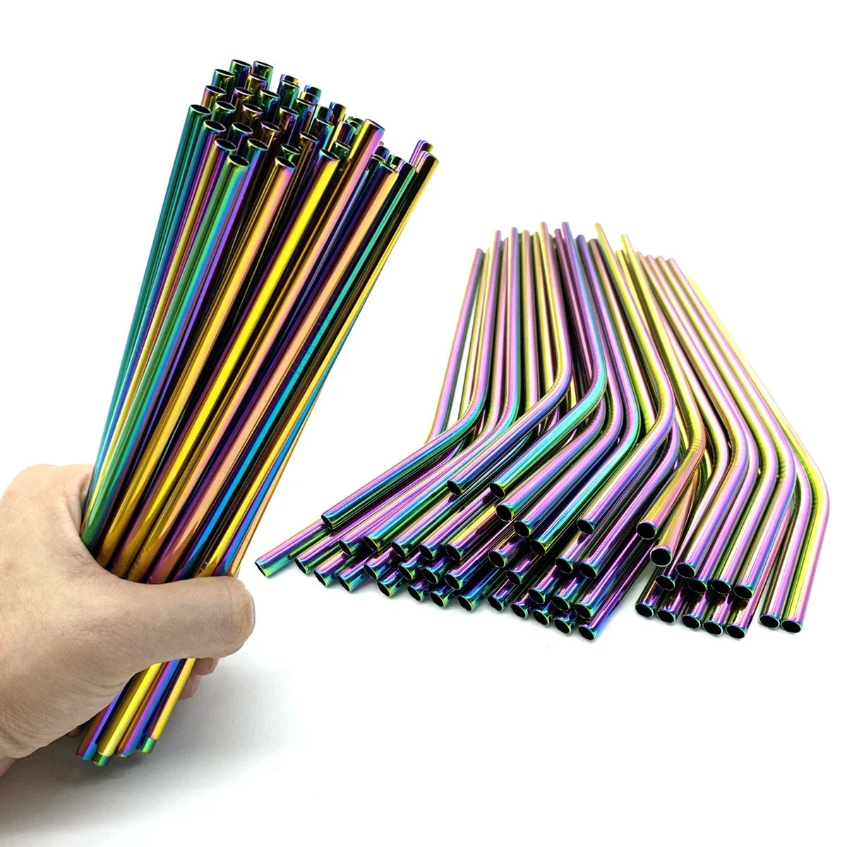 100pcs Reusable 304 Stainless Steel Straws | Colorful Eco-Friendly Metal Drinking Straws for Bar & Party | tonyfinger store