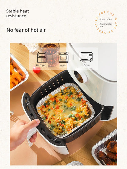 Square Disposable Aluminum Foil Box Tin Foil Bowl Air Fryer