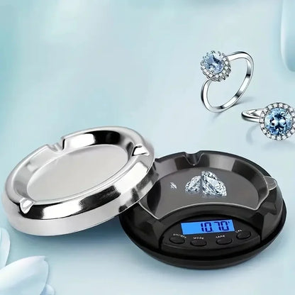 Portable Mini Pocket Ashtray Scale Dual-use 0.01-500g Compact Digital LCD Weigh Electronic Measure Electronic Jewelry Scale