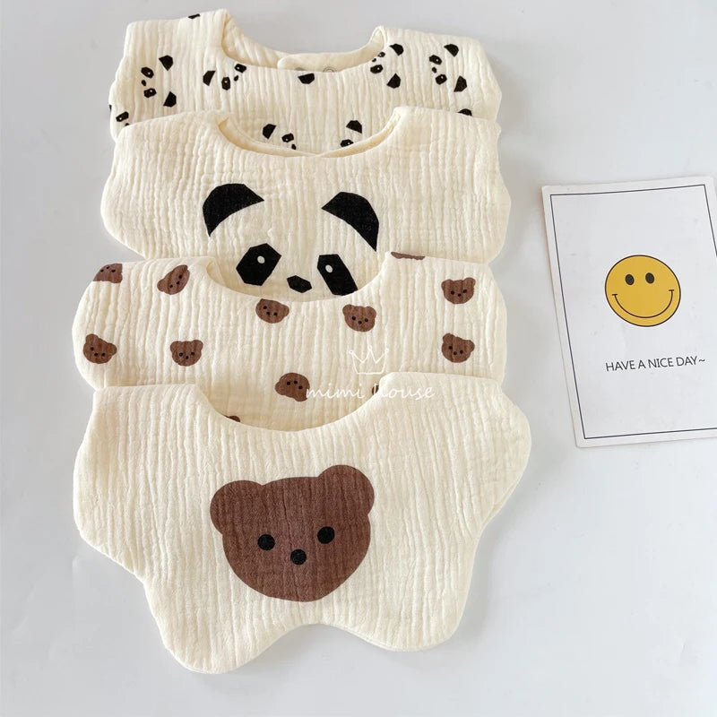 Waterproof Cotton Baby Bibs with Cute Cartoon Prints