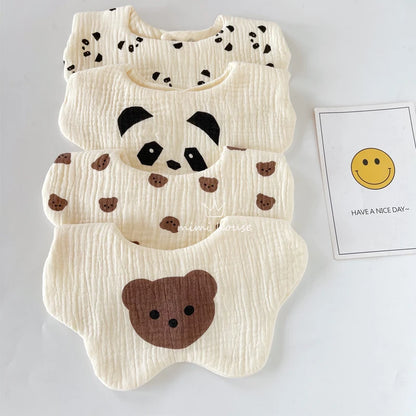 Waterproof Cotton Baby Bibs with Cute Cartoon Prints