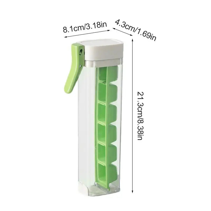 6-Compartment Press Ice Cube Molds with Lids & Bins for Freezer