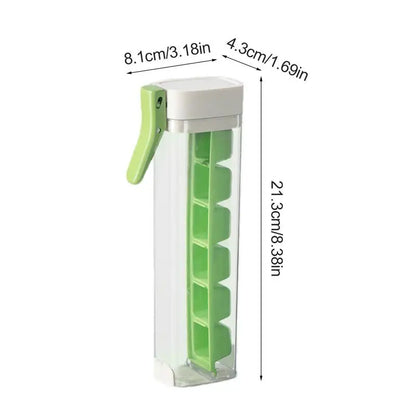 6-Compartment Press Ice Cube Molds with Lids & Bins for Freezer