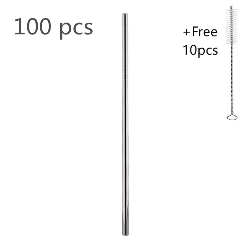 100pcs Reusable 304 Stainless Steel Straws | Colorful Eco-Friendly Metal Drinking Straws for Bar & Party | tonyfinger store