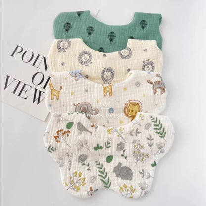 Waterproof Cotton Baby Bibs with Cute Cartoon Prints