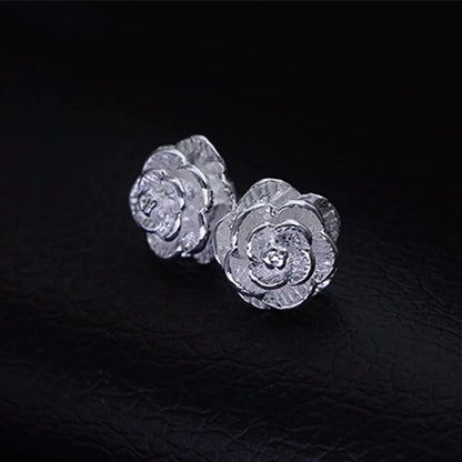 925 Sterling Silver Flower Jewelry Set - Necklace, Earrings, Bangle for Women, Retro Wedding Gift