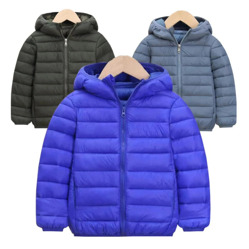 Kids Boy Girl Lightweight Down Jacket Autumn Winter Coat Children Warm Hooded Cotton Outerwear Teen Sports Casual Clothes 6-14 Y