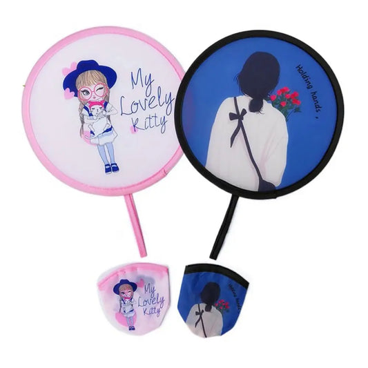 Mini Cartoon Pocket Fan | Collapsible Round Flying Disk for Kids