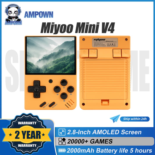 AMPOWN Miyoo Mini V4 Consoles Handheld Game Players 2.8'' IPS OCA Portable Video Game 2000mAh Linux System Retro Game Console