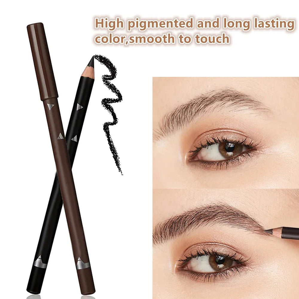 Waterproof Eyebrow Pencil Set - 6/12 Pcs, Natural Black/Brown, Easy Color