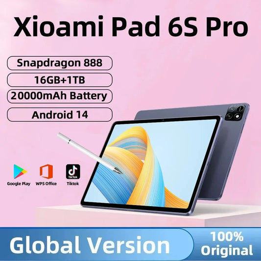 Global Version Original Pad 6S Pro HD 4K Android 14.0 Snapdragon 888 11inch 16GB+1TB 20000mAh Tablet PC 5G Dual SIM WIFI Mi Tab