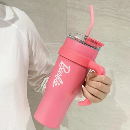 MINISO Barbie co-branded 1600ML large-capacity stainless steel water cup Thermal insulation to keep cold pink girls water bottle