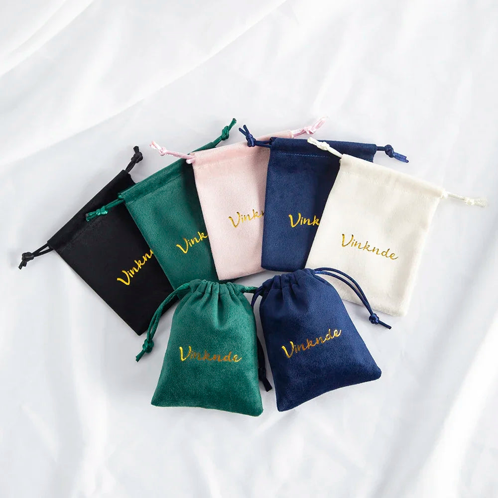 50-Pack Velvet Drawstring Pouches Wedding Jewelry Gift Bags Custom Logo DIY Travel Bracelets Necklace Packaging Organizer Bag