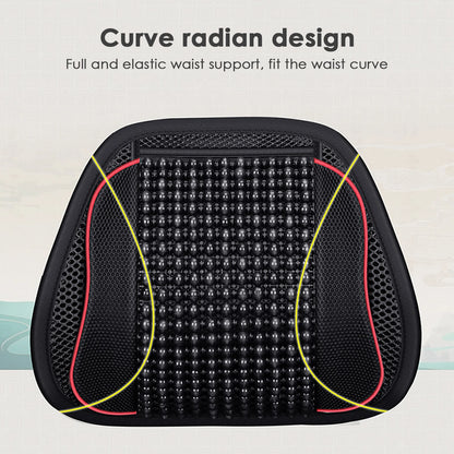 Car Seat Waist Cushion Office Chair Massage Back Lumbar Support Mesh Cushion Pad Black Mesh Back Lumbar Cushion for Car Driver