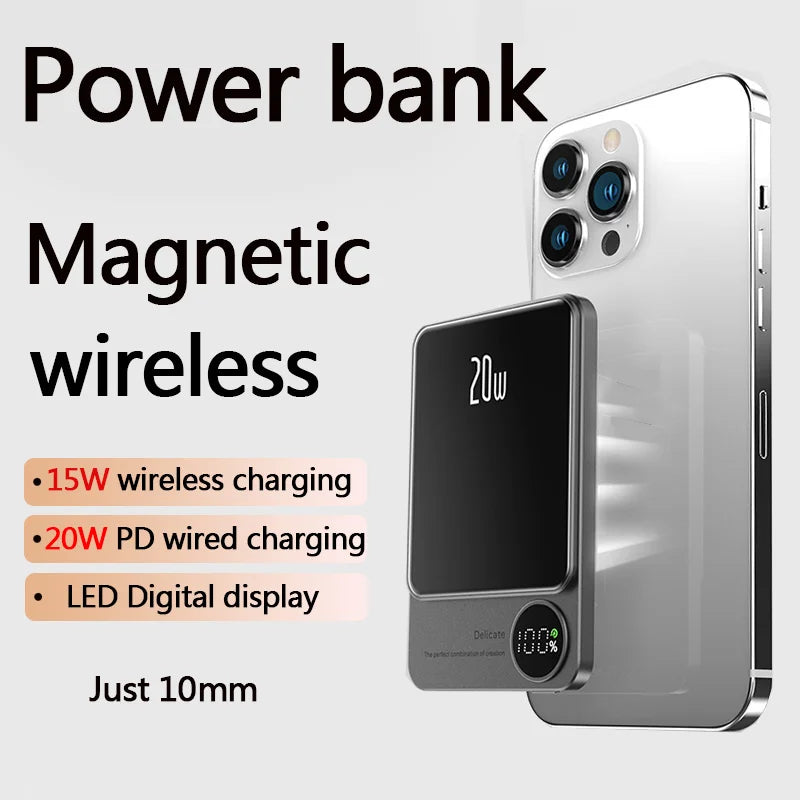 10000mAh Magsafe Power Bank Portable Wireless Charger for iPhone 14, 13, 12, 11, AirPods – Tonyfinger Store