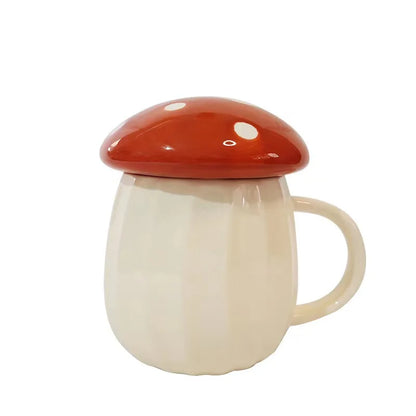 250ml Creative Red Mushroom Mug with Lid | Ceramic Coffee Cup for Household & Office | Cute Drinking Mug | tonyfinger store