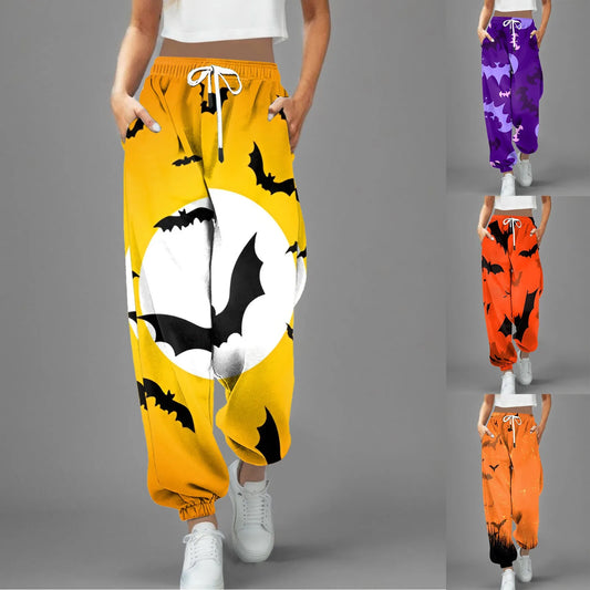 2023 Halloween Bat Print Sweatpants for Women | Casual Retro Y2K Jogger Pants | tonyfinger store