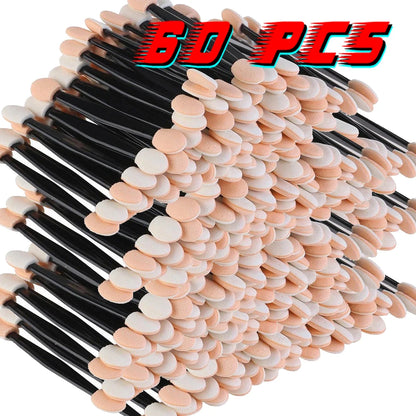 60-Pack Double-Sided Eyeshadow Sponge Applicators - Chrome Pigment Pen