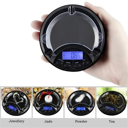 Portable Mini Pocket Ashtray Scale Dual-use 0.01-500g Compact Digital LCD Weigh Electronic Measure Electronic Jewelry Scale