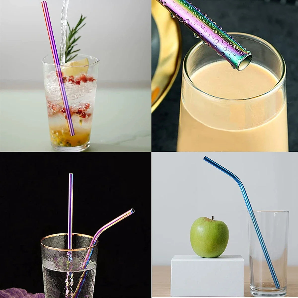 100pcs Reusable 304 Stainless Steel Straws | Colorful Eco-Friendly Metal Drinking Straws for Bar & Party | tonyfinger store