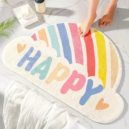 Cartoon Rainbow Bath Mat Soft Super Absorbent Bathroom Mats Non-Slip Kids Room Cute Decoration Doormat Kitchen Floor Rugs Bear