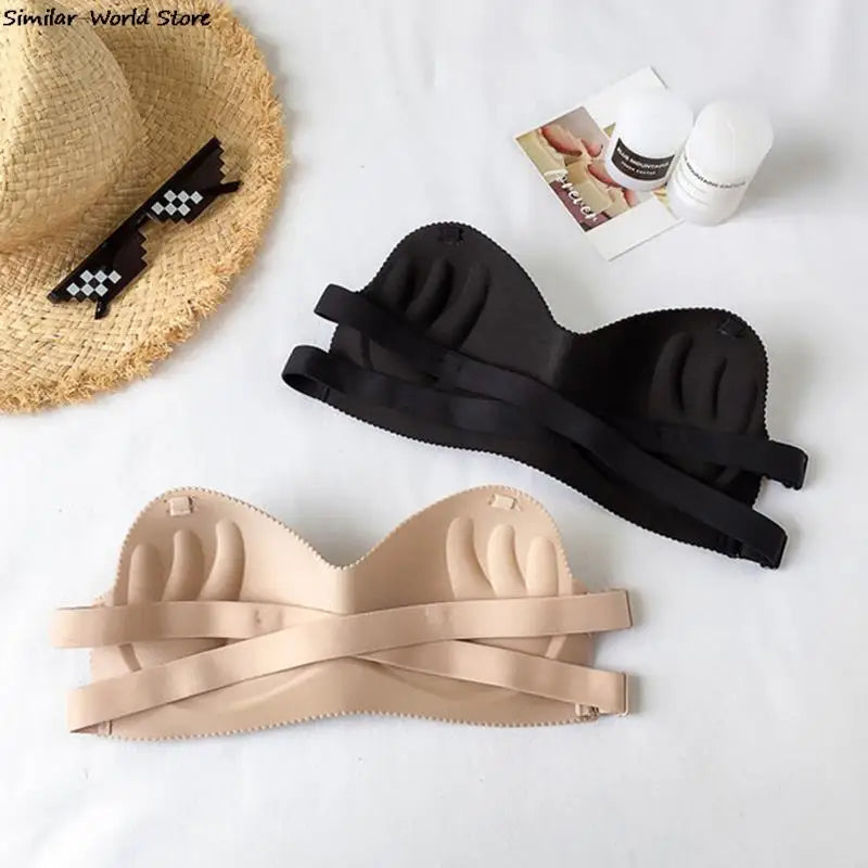 Summer Strapless Women Bras Back Bandage Design Sexy Chest Tops Wire Free Soft Breathable Brassiere Solid Invisible Bra