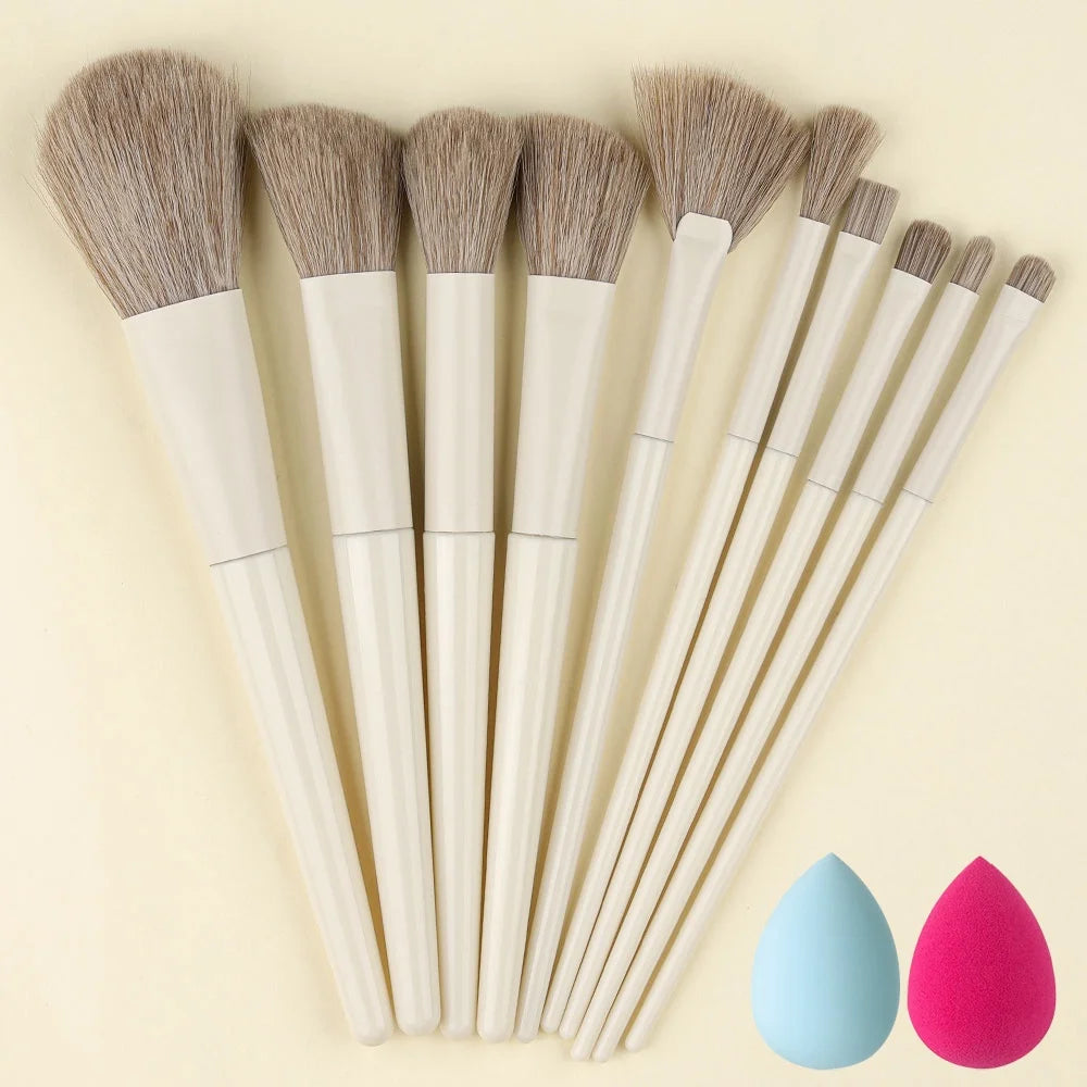 10/13PCS Fluffy Soft Makeup Brushes Set - Eye Shadow, Blush, Highlighter, Foundation & Contour | Tonyfinger Store