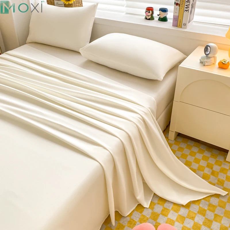 Plus Size Plain Bed Cover Solid Color Bed Sheet Smooth Feel Double People Queen King Bedsheets Bedding Without Pillows Case