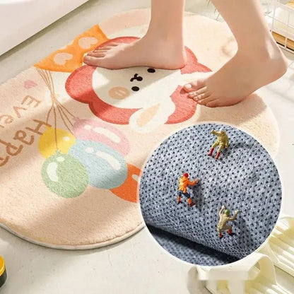 Cartoon Rainbow Bath Mat Soft Super Absorbent Bathroom Mats Non-Slip Kids Room Cute Decoration Doormat Kitchen Floor Rugs Bear