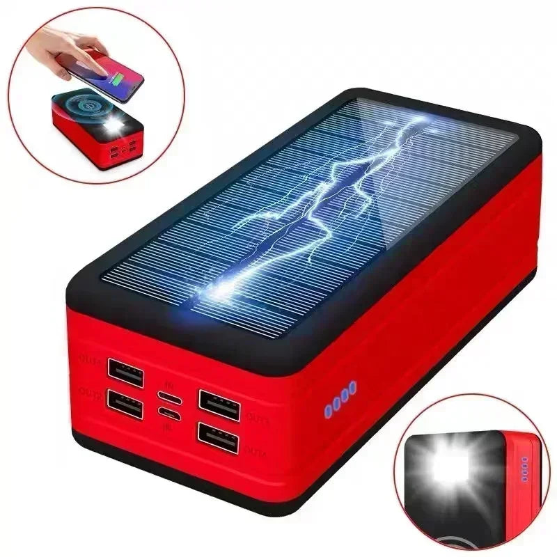 Solar Power Bank 200000mAh Solar Charging Mobile Phone Wireless Charging Large Capacity Battery External Battery Fast Charging