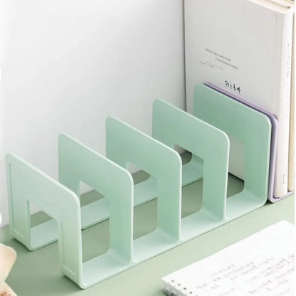 4 Grid Bookends Stand Little Fresh Bookshelf Students Stationery Office Supplies Sturdy Book Storage Rack Desktop Decor Girls