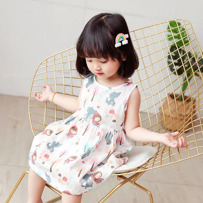 Cotton Summer Flower Dress for Girls - Sleeveless Princess Party Outfit