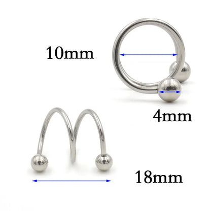 2pcs Fashion Stainless Steel Earring Punk Blue Spiral Helix Ear Stud Lip Nose Ring Cartilage Piercing for women men jewelry