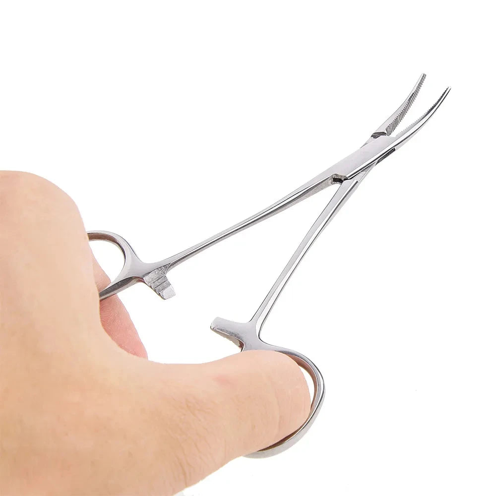 Stainless Steel Hemostatic Forceps - Curved/Straight Tip - Surgical/Fishing Tool