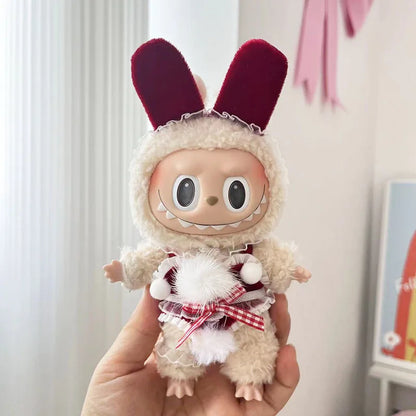 17cm Labubu Doll with Cute Clothes & Headgear | Cosplay Plush Cartoon Decor | Perfect Birthday Gift | tonyfinger store