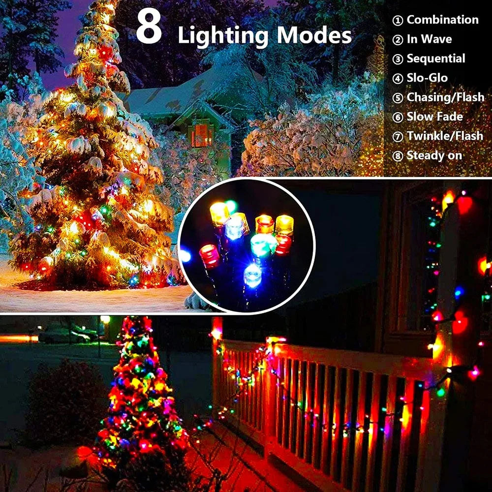 Solar Powered LED String Lights Outdoor Waterproof Fairy Lights String Solar Garland for Patio Wedding Christmas Garden Light