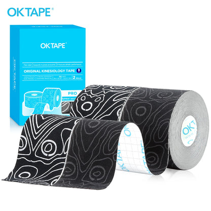 2 Rolls OK TAPE PRO Kinesiology Tape | 5cm x 16ft Free Cut Athletic Tape | Updated Elastic Therapeutic Tape | Latex-Free | tonyfinger store